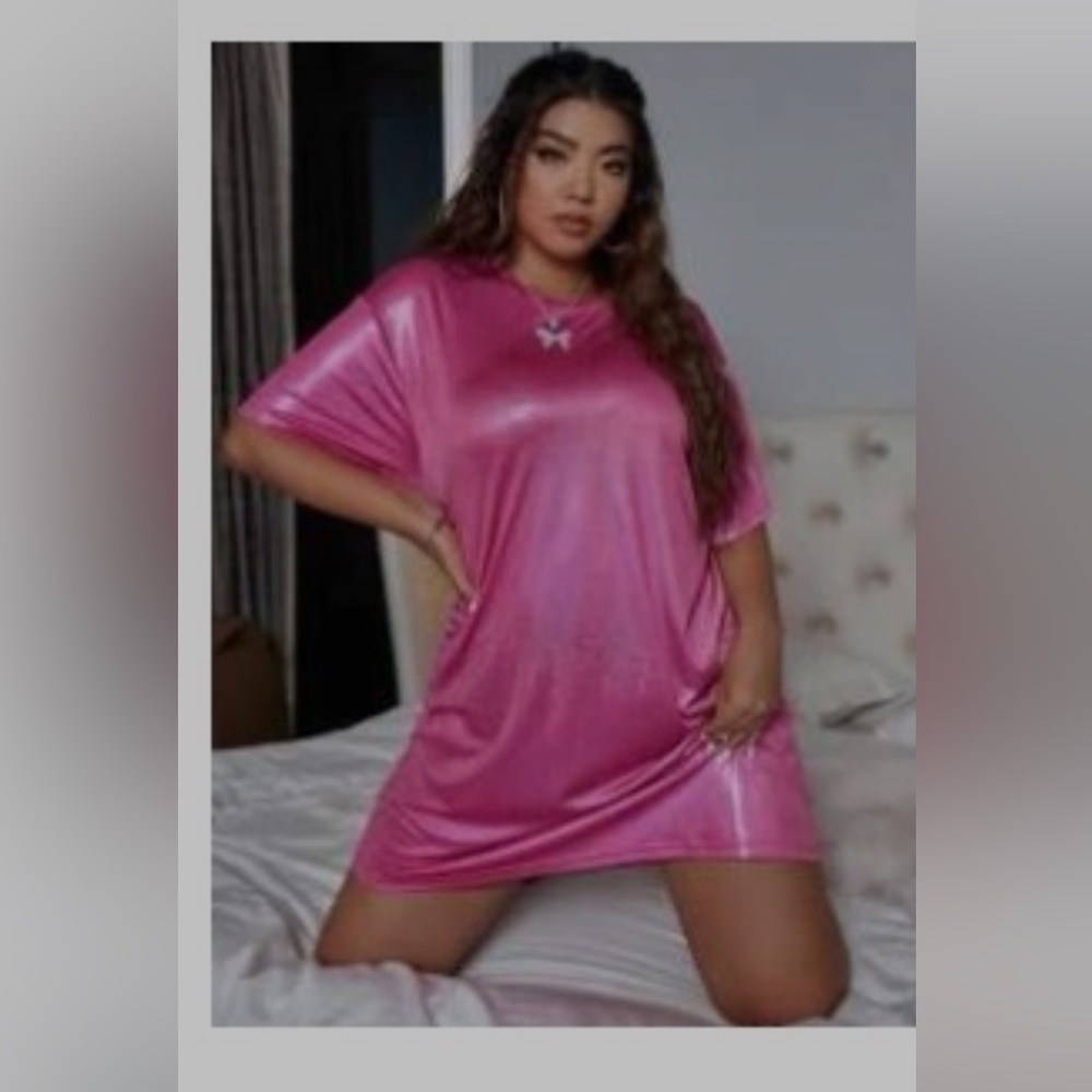 SHEIN Shimmering Pink Mini Dress